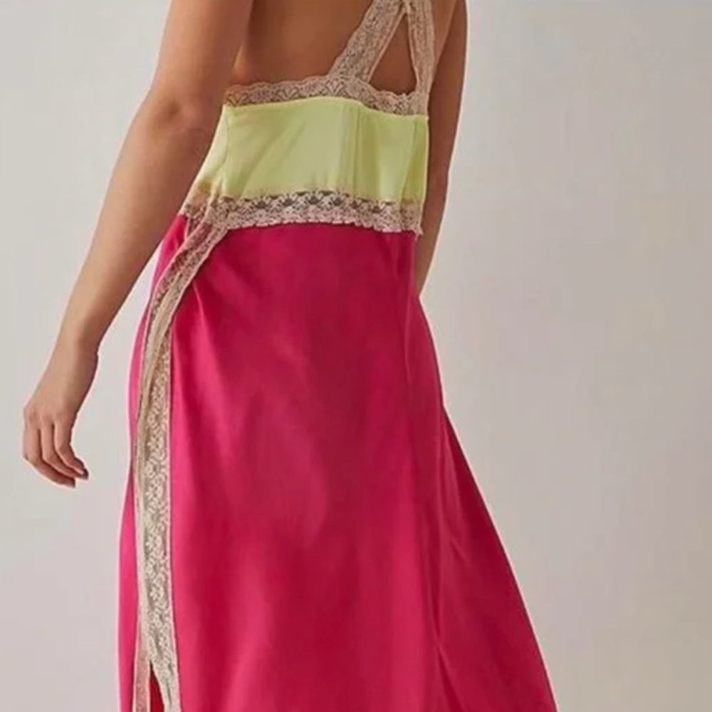 NWOT Free People Tri Me Midi Slip Dress - Picture 2 of 2